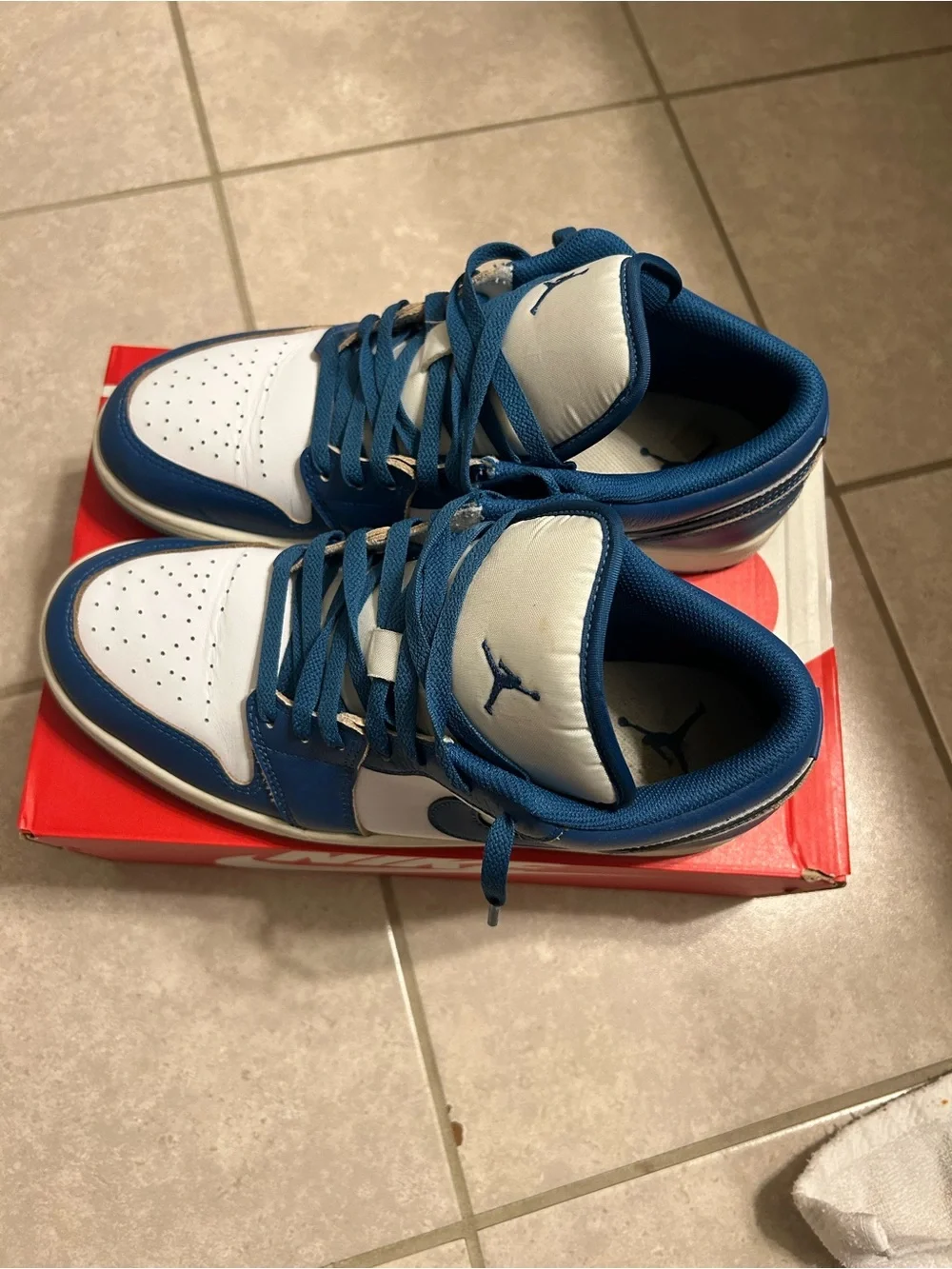 Jordan Kids' White and Blue Low-Top Sneakers